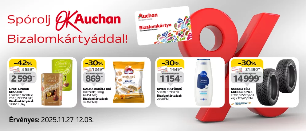 Spórolj OkAuchan bizalomkártyáddal!