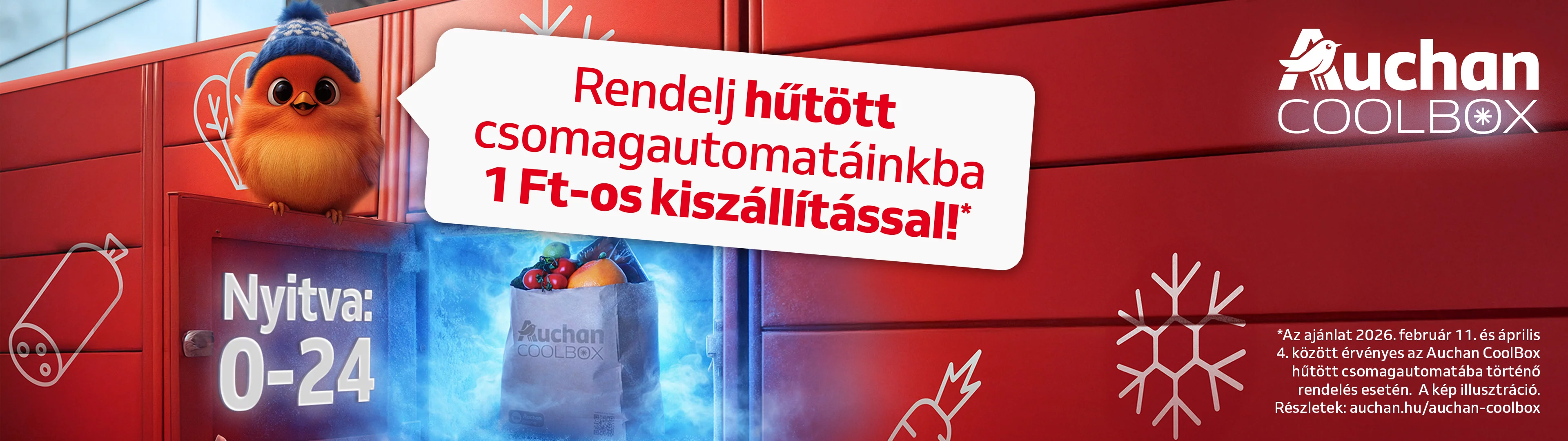 Auchan CoolBox - Rendelj hűtött csomagautomatáinkba 1 Ft-os kiszállítással!