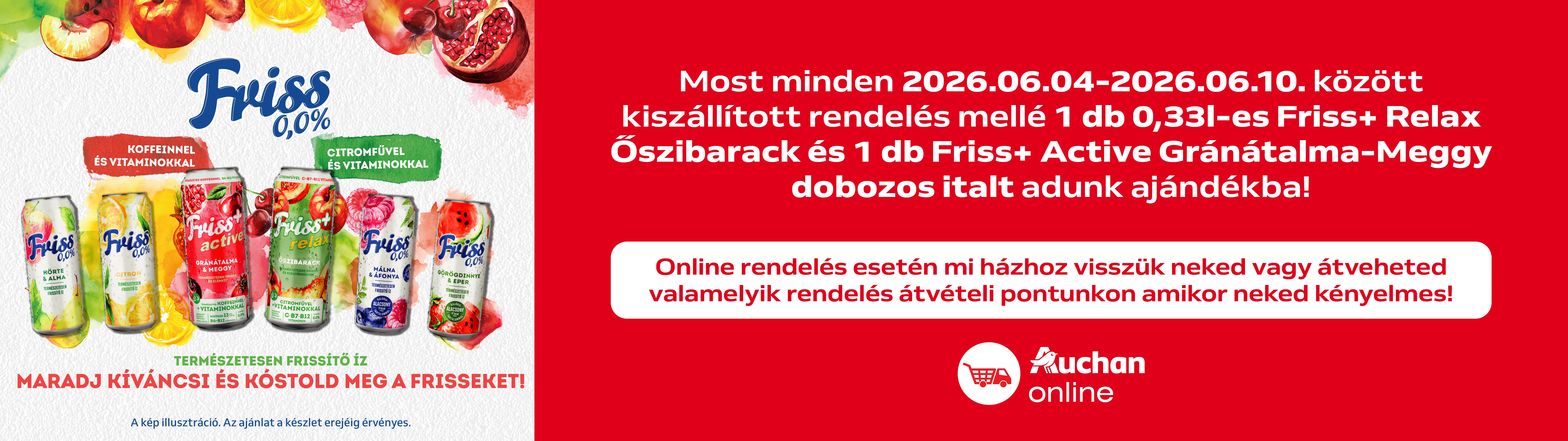 Június 4-10. között minden rendelé mellé 1 db Borsodi Friss 0,0% ital ajándék!