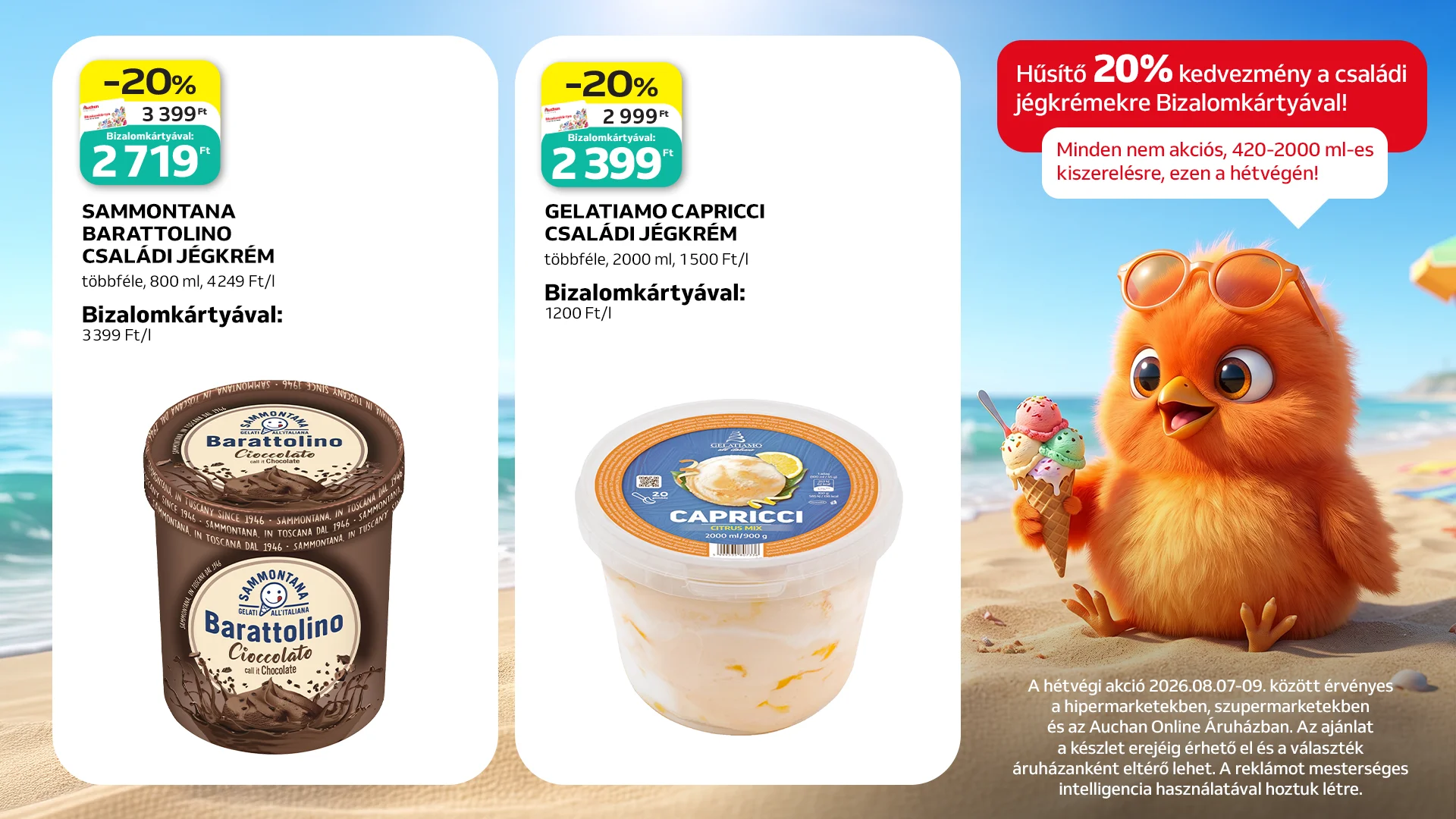 20% kedvezmény a családi jégkrémekre Bizalomkártyával!