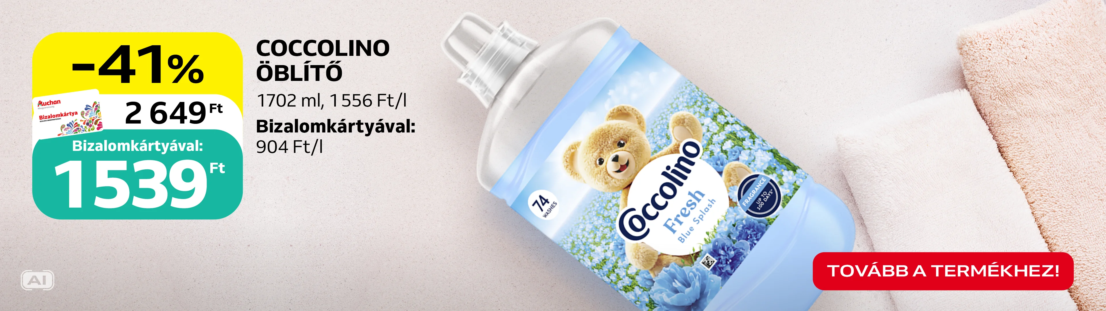 Coccolino öblítő - bizalomkártyával kedvezőbb áron
