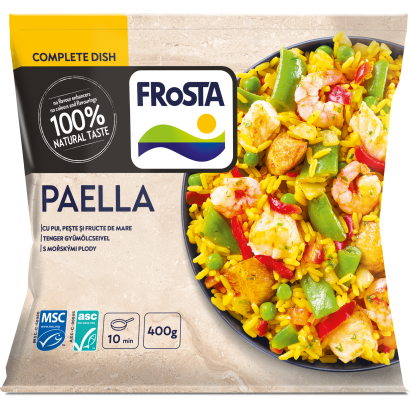 Frosta Paella Gyorsfagyasztott Spanyol Stílusú étel Tenger Gyümölcseivel 400 G