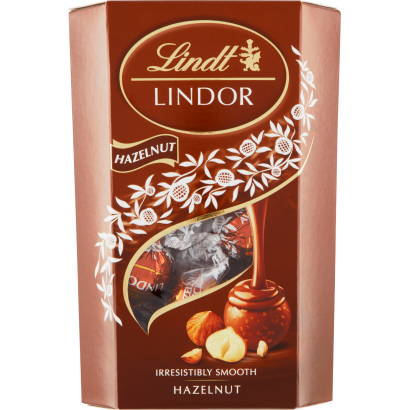 Lindt Lindor Hazelnut Tejcsokoládé Praliné Mogyoródarabokkal és Lágyan Olvadó Töltelékkel 200 G