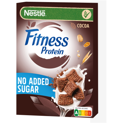 Nestlé Fitness Protein Kakaós ízű Gabonapehely Teljes értékű Búzával, édesítőszerrel 310 G