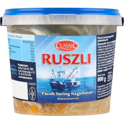Classic Ruszli Pácolt Hering Hagymával, édesítőszerrel 800 G