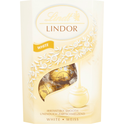 Lindt Lindor Fehércsokoládé Praliné Lágyan Olvadó Töltelékkel 200 G