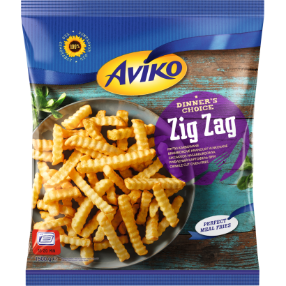 Aviko Zig Zag Elősütött, Gyorsfagyasztott, Cikcakkos Hasábburgonya Sütőbe 1500 G