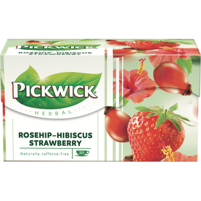 Pickwick Herbal Goodness Eperízű Csipkebogyó Tea Hibiszkusszal, Eperdarabokkal 20 Filter 50 G