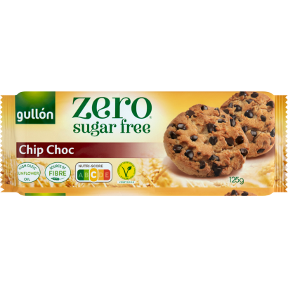 Gullón Zero Chip Choc Cukormentes Keksz Csokoládé Darabkákkal, édesítőszerrel 125 G