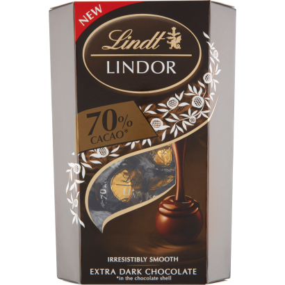 Lindt Lindor Extra Keserű étcsokoládé Lágyan Olvadó Töltelékkel 70% 200 G