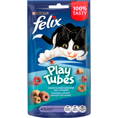 Purina Felix Play Tubes Hal és Garnélarák ízű Macska Jutalomfalat 50 G