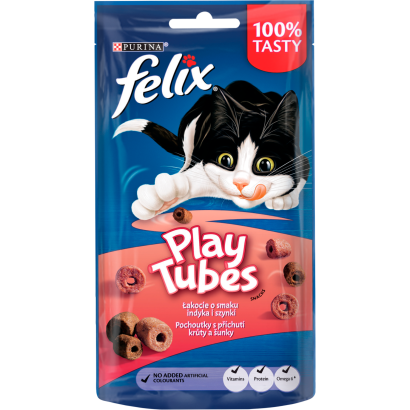 Purina Felix Play Tubes Pulyka és Sonka ízű Macska Jutalomfalat 50 G