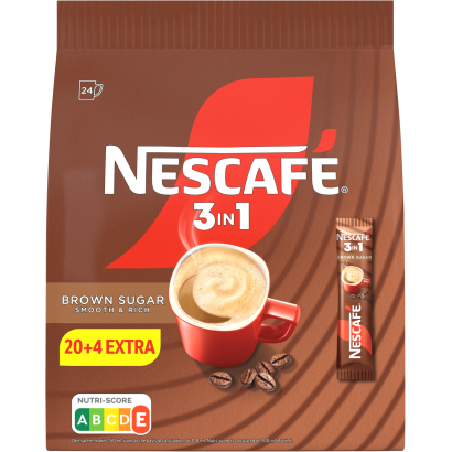 Nescafé 3in1 Brown Sugar Azonnal Oldódó Kávéspecialitás Barna Cukorral 24 X 16,5 G (396 G)