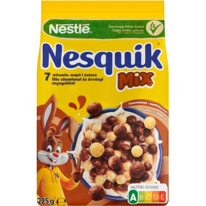 Nestlé Nesquik Mix Kakaós és Vaníliaízű, Ropogós Gabonapehely Vitaminokkal, ásványi Anyagokkal 225 G