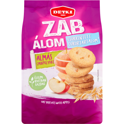 Detki Zab álom Csökkentett Cukortartalmú Almás-zabpelyhes Omlós Keksz 150 G