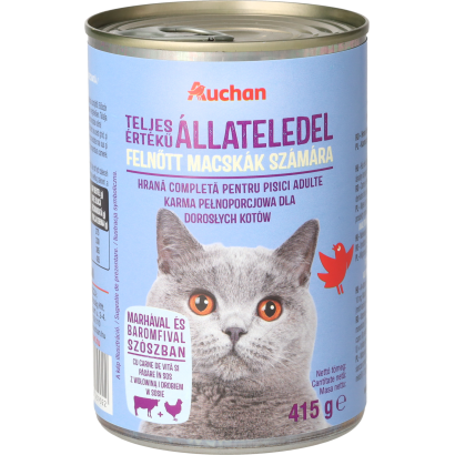 Auchan Kedvenc Nedves Macskaeledel Marha-baromfi 415g