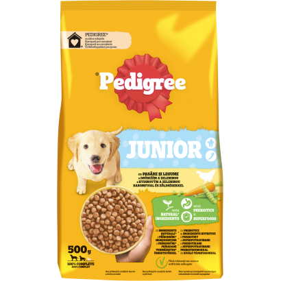 Pedigree Junior Teljes értékű Szárazeledel Kölyökkutyák Számára Baromfival és Zöldségekkel 500 G