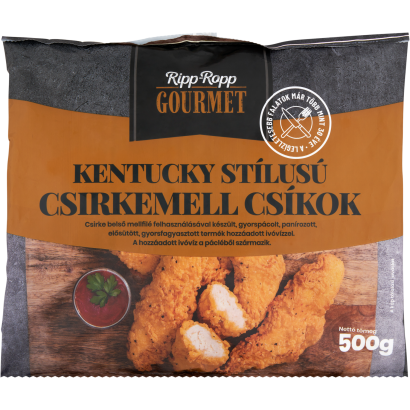 Ripp-ropp Gourmet Gyorsfagyasztott Kentucky Stílusú Csirkemell Csíkok 500 G
