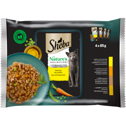 Sheba Nature's Collection Baromfiválaszték Teljes értékű Nedves Eledel Felnőtt Macskáknak 4 X 85 G