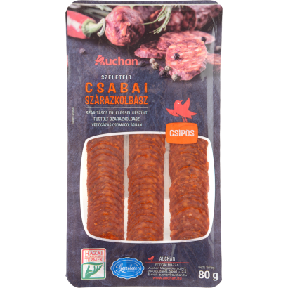 Auchan Kedvenc Csabai Szárazkolbász Szeletelt 80 G