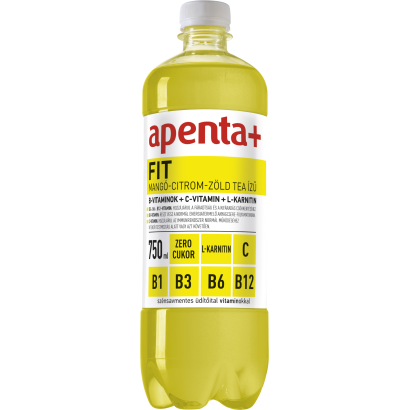 Apenta+ Fit Mangó-citrom-zöld Tea ízű Szénsavmentes, Energiamentes üdítőital édesítőszerekkel 750 Ml