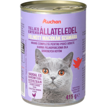 Auchan Kedvenc Nedves Macskaeledel Vad-baromfi 415g