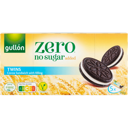 Gullón Zero Kakaós Keksz Krém Töltelékkel, édesítőszerrel 5 X 42 G (210 G)