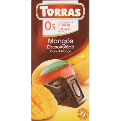 Torras Mangós étcsokoládé Hozzáadott Cukor Nélkül, édesítőszerrel 75 G