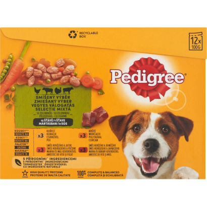 Pedigree Vegyes Válogatás Teljes értékű Nedves Eledel Felnőtt Kutyák Részére 12 X 100 G (1,2 Kg)