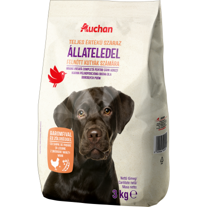 Auchan Kedvenc Száraz állateledel Felnőtt Kutyák Számára Baromfi-borsó 3 Kg