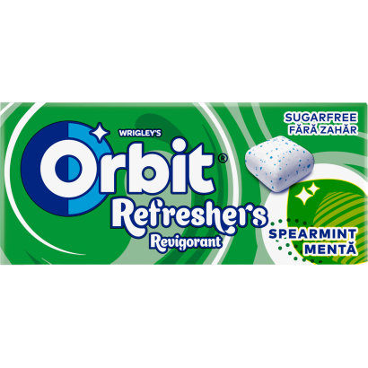 Orbit Refreshers Spearmint Menta- és Mentolízű Cukormentes Rágógumi édesítőszerrel 17,9 G
