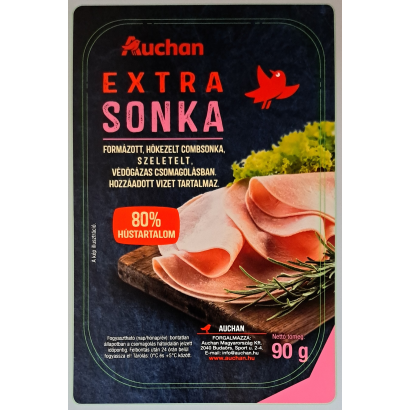 Auchan Szeletelt Extra Sonka 90g Védőgázas