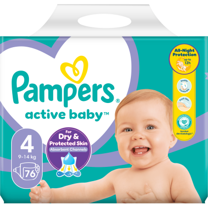 Pampers Active Baby Pelenka, Méret: 4, 76 Db Pelenka, 9kg-14kg