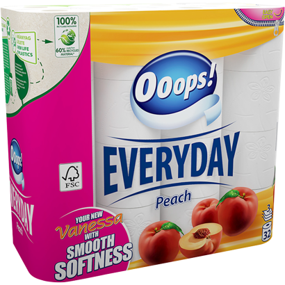 Ooops! Everyday Peach Toalettpapír 3 Rétegű 32 Tekercs