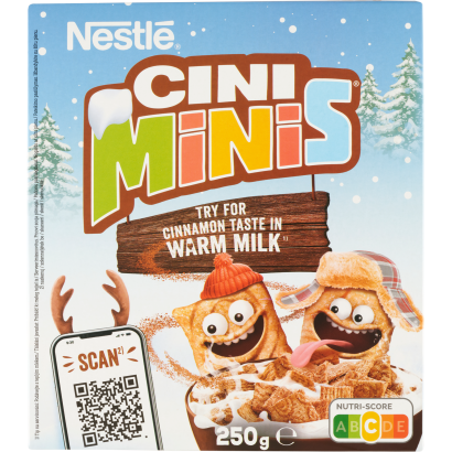 Nestlé Cini Minis Ropogós Fahéjas Gabonapehely Teljes Kiőrlésű Búzával, Vitaminokkal és Vassal 250 G