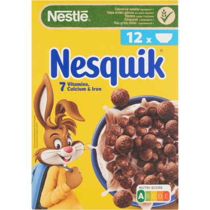 Nestlé Nesquik Kakaós ízű, Ropogós Gabonapehely Vitaminokkal és ásványi Anyagokkal 375 G