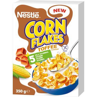Nestlé Corn Flakes Gluténmentes Karamellás ízű Ropogós Kukoricapehely 350 G