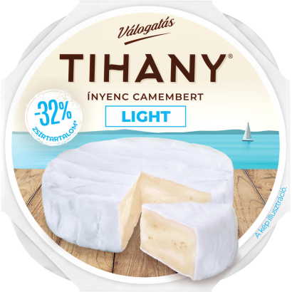 Tihany Válogatás ínyenc Camembert Light Natúr, Zsíros Lágysajt 120 G