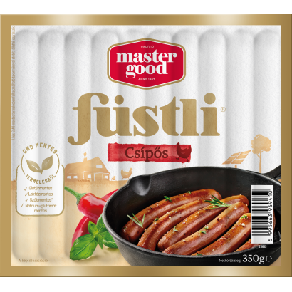 Master Good Füstli Csípős, Füst ízesítésű Virsli Csirkehúsból, Jalapeno Paprikával 350 G