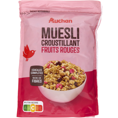 Auchan Kedvenc Ropogós Müzli Piros Gyümölcsökkel 450 G