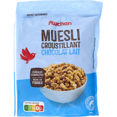 Auchan Kedvenc Ropogós Müzli Tejcsokoládé Darabokkal 450 G