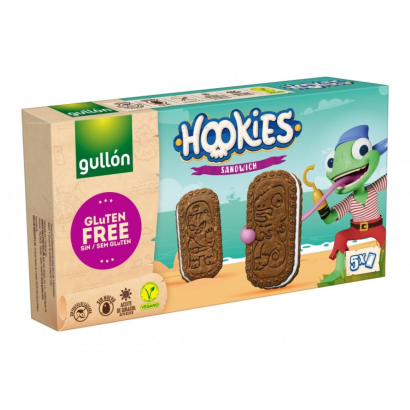 Gullón Hookies Gluténmentes Kakaós Szendvicskeksz Krém Töltelékkel 5 X 46 G (230 G)