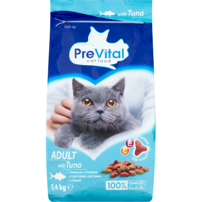 Prevital Teljes értékű állateledel Felnőtt Macskák Számára Tonhallal 1,4 Kg 