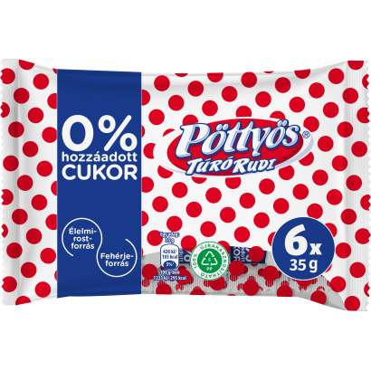 Pöttyös Túró Rudi Natúr 0 % Hozzáadott Cukorral 6x35 G