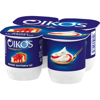 Danone Oikos Málnás Sajttorta ízű Krémjoghurt 4 X 125 G