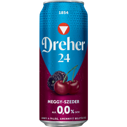 Dreher 24 Meggy-szeder Alkoholmentes Világos Sör és Meggy-szeder ízű Ital Keveréke 0,0% 0,5 L