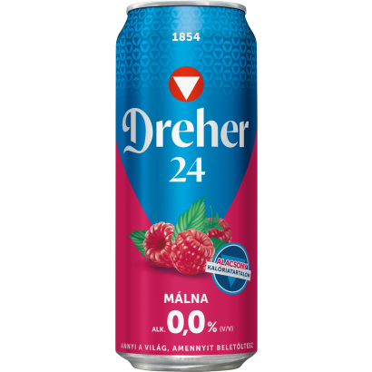 Dreher 24 Málna Alkoholmentes Világos Sör és Málna ízű Ital Keveréke édesítőszerrel 0,0% 0,5 L