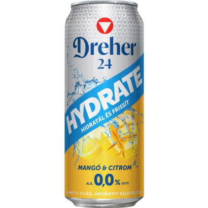 Dreher 24 Hydrate Alkoholmentes Világos Sör és Mangó-citrom ízű Ital Keveréke 0,0% 0,5 L