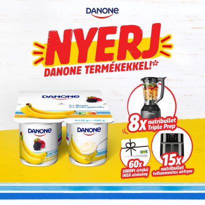 Danone Banánízű és Erdei Gyümölcsízű élőflórás Zsírszegény Joghurt 4 X 125 G (500 G)