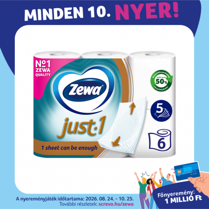 Zewa Just 1 Toalettpapír 5 Rétegű 6 Tekercs